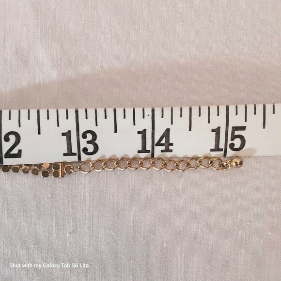 Art Deco Mesh Bib Necklace Gold Tone Choker Lobster Clasp With Extension - Picture 7 of 9